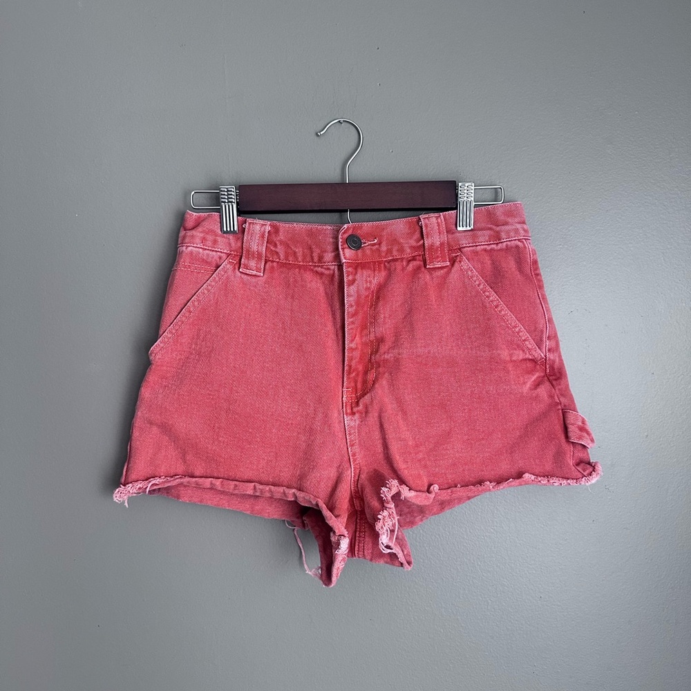 Pacsun Jean Utility Shorts Size 28 Rusty Clay Red High Rise Cotton Women’s 6/8